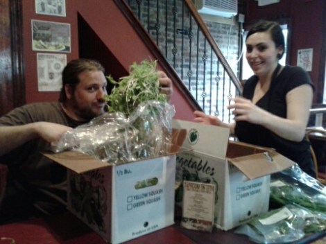 Farmer Ian Brendle of Green Meadow Farm with Chef Christina De Silva, formerly of Taproom on 19th. South Philly bar.  Farm to table. 