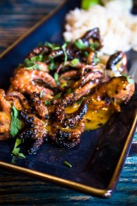 Grilled baby octopus with spicy Seville orange sauce at Dos Segundos. by Jacki Philleo.