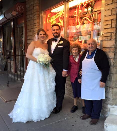 Antoinette & Harry Crimi w/ newlyweds on Saturday, Nov. 14th, 2015--the date of their 67th wedding anniversary. courtesy of Cappuccio's.