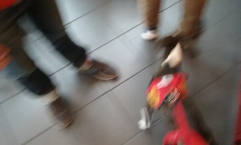 Into the canyon of legs at Green Street Coffee. 