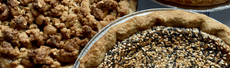 Pies on sale by Double Trellis Food Initiative For Pi Day. Apple pie. Fresh baked pies. Community kitchen fundraiser.